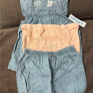 Carter's Denim and Peach Baby Dress Set